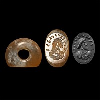 Sassanian Chalcedony Seal with Bust and Inscription