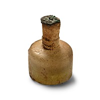 Post Sassanian Cut Glass Bottle with Bronze Lid