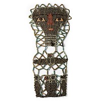 Egyptian Faience Mummy Bead Mask with Scarab and Four Sons of Horus
