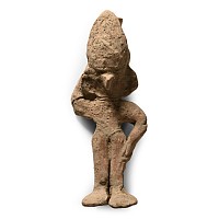 South American Chancay Terracotta Figure with Pitcher
