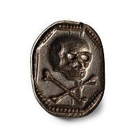 Tudor Silver Seal Matrix Head with Skull and Crossed Bones