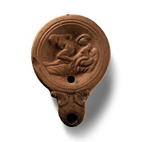 Roman Terracotta Oil Lamp with Erotic Scene