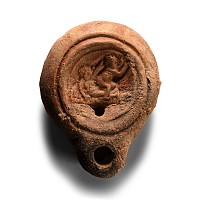 Roman Terracotta Oil Lamp with Erotic Scene