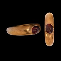 Hellenistic Osiris Canopus Gemstone in Gold Ring