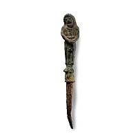 Roman Bronze Pin Finial with Actor