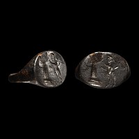 Greek Bronze Ring with Satyr