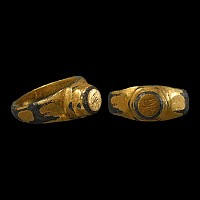 Medieval Gilt Bronze Ring with Monogram