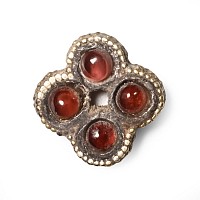 Medieval Gold Quatrefoil Mount with Garnet