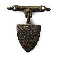 Medieval Enamelled De Bohun Bronze Knight's Heraldic Horse Harness Pendant