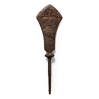 Medieval Iron Incendiary Fire Arrowhead with Pierced Cross