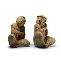 Chinese Tang Terracotta Pair of Boys