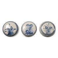 Ca Mau Cargo Shipwreck Glazed Blue and White Lidded Box Set of Three