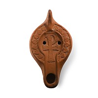 Byzantine Terracotta Oil Lamp with Chi Rho