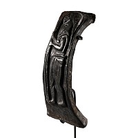 Etruscan Bucchero Ware Pottery Handle Depicting a Warrior