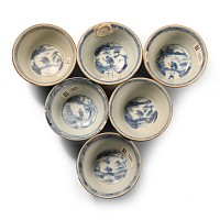 Ca Mau Cargo Shipwreck Glazed Blue and White Tea Bowl Group