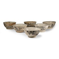 Large Tek Sing Treasure Shipwreck Glazed Blue and White Bowl Set