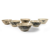 Large Tek Sing Treasure Shipwreck Glazed Blue and White Bowl Set