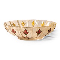 Boxed Flower Glass Bowl with 'Rubies' and Other Cabochons