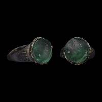 Elizabethan Bronze Ring with Green Cabochon