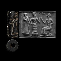 Babylonian Hardstone Cylinder Seal with Worship Scene