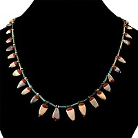 Egyptian Faience Bead Necklace with Petal Beads