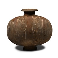 Large Chinese Han Painted Terracotta Cocoon Jar