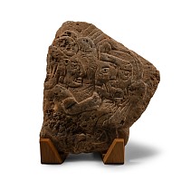 Pre-Columbian Maya Stone Plaque with Opposing Figures