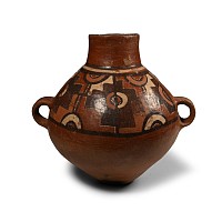 Pre-Columbian Chupicuaro Painted Terracotta Vessel with Loop Handles