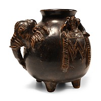 Khmer Brown Glazed Elephant Lime Pot
