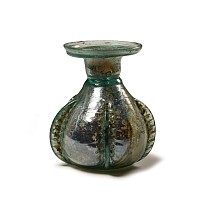 Western Asiatic Iridescent Green Glass Sprinkler Flask