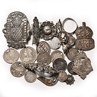 Post Medieval Silver Badge, Pendant Brooch and Other Artefact Group