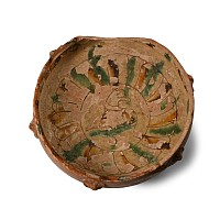 Byzantine Glazed Terracotta Sgraffito Bowl with Bird