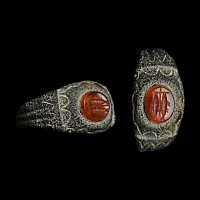 Late Roman Ring with Cross and Fish Gemstone