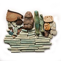 Egyptian Faience Amulet and Bead Group