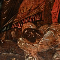 Cretan Wooden Icon of the Raising of Lazarus