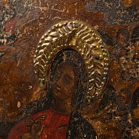 Wooden Icon of the Virgin Mary Blessed by Angels