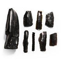 Pre-Columbian Aztec Obsidian Blades and Core Group