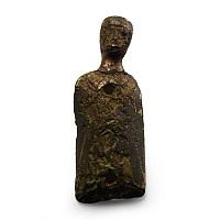 Medieval Enamelled Gilt Bronze Limoges Saint Figure