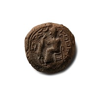 Western Asiatic Terracotta Plaque with King and Beast