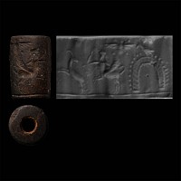 Assyrian Haematite Cylinder Seal with Hunting Scene