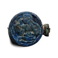 Bactrian Lapis Lazuli Pin Head with Figures