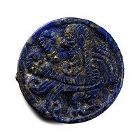 Bactrian Lapis Lazuli Pin Head with Figures