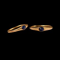 Medieval Gold Bishop's Stirrup Ring with Sapphire