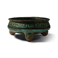 Kushan Decorated Blue Glazed Bowl