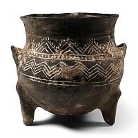 Azerbaijan Black Vessel with White Inlay