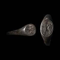 Medieval Silver Ring with Warrior
