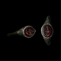 Roman Bronze Ring with Phallic Bust Gemstone