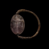 Etruscan Silver Ring with Amethyst Scarab