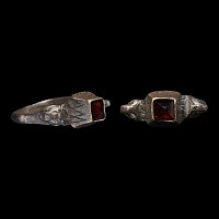 Tudor Period Silver Ring with Facetted Glass Gem