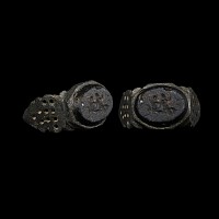 Late Roman Bronze Ring with Glass Figural Intaglio
